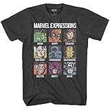 Avengers Expression Moods Spider-Man Hulk Thor Iron Man Black Panther Strange America Mens Adult Graphic Tee T-Shirt (Premium Navy Heather, Large)
