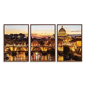 3 Piece Framed Canvas Wall Art for Living Room, Bedroom Italy City Landscape Canvas Prints for Modern Home Decoration Ready to Hang - 16"x24"x3 Panels