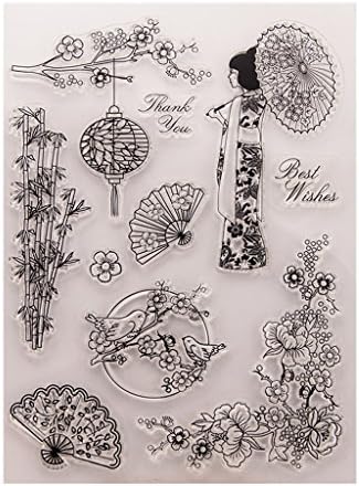 Qiuxiaoaa Flower Bird Clear Silicone Seal Stamp DIY Album Scrapbooking Photo Card Decor,Clear Stamp for Card Making