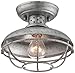 Franklin Iron Works Franklin Park Rustic Farmhouse Semi Flush-Mount Outdoor Ceiling Light Fixture Galvanized Cage 8 1/2