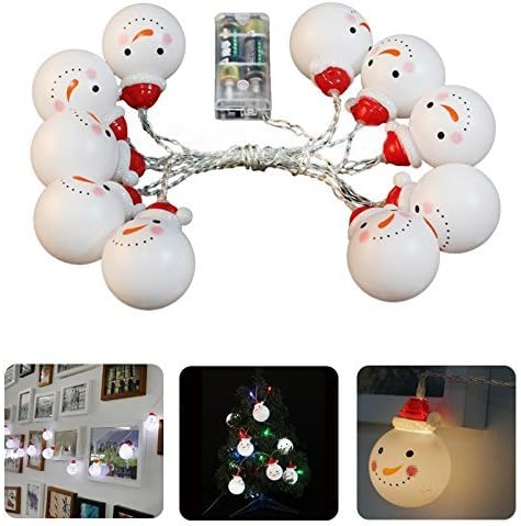 Idealgo 10 LEDs 1.6M White Christmas Decorations Snowman String Lights Decorative Light Strings String Lights Christmas Lights for X-mas Tree, Garden, Patio, Indoor and Outdoor Decor