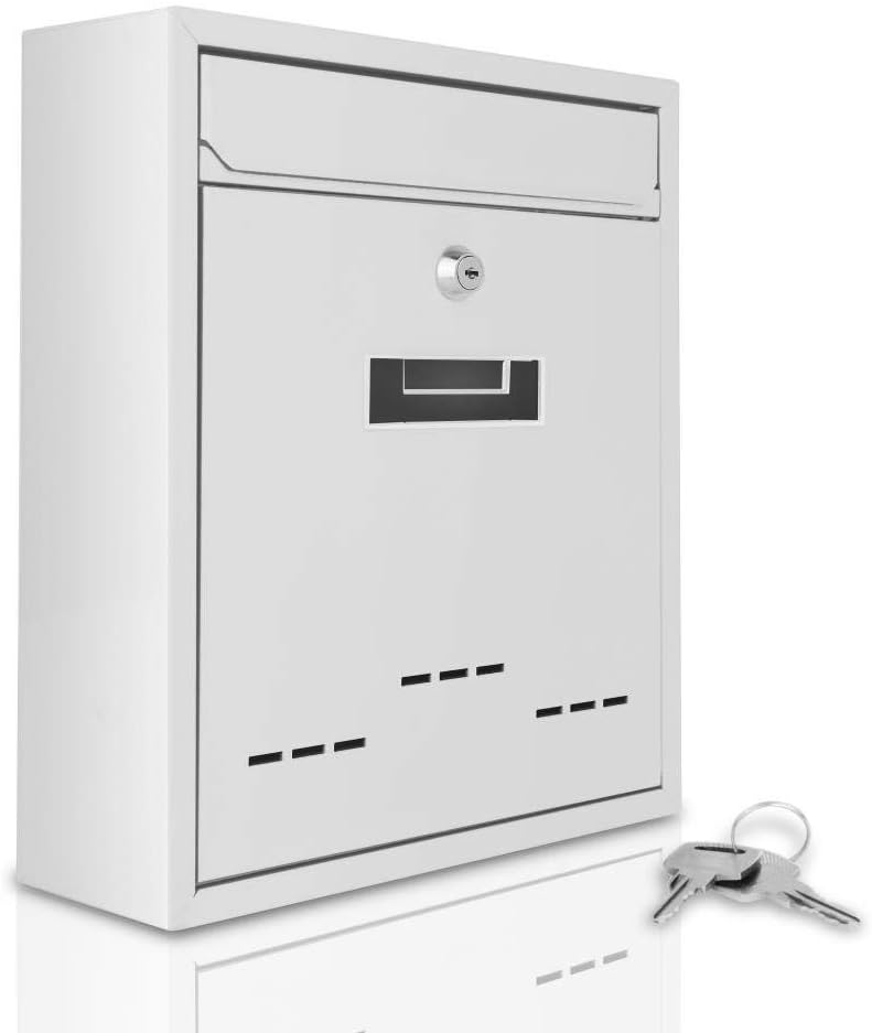 Modern Wall Mount Lockable Mailbox - Outdoor Galvanized Metal Key Large Capacity - Commercial Rural Home Decorative & Office Business Parcel Box Packages Drop Slot Secure Lock- Serenelife SLMAB04: Home Improvement