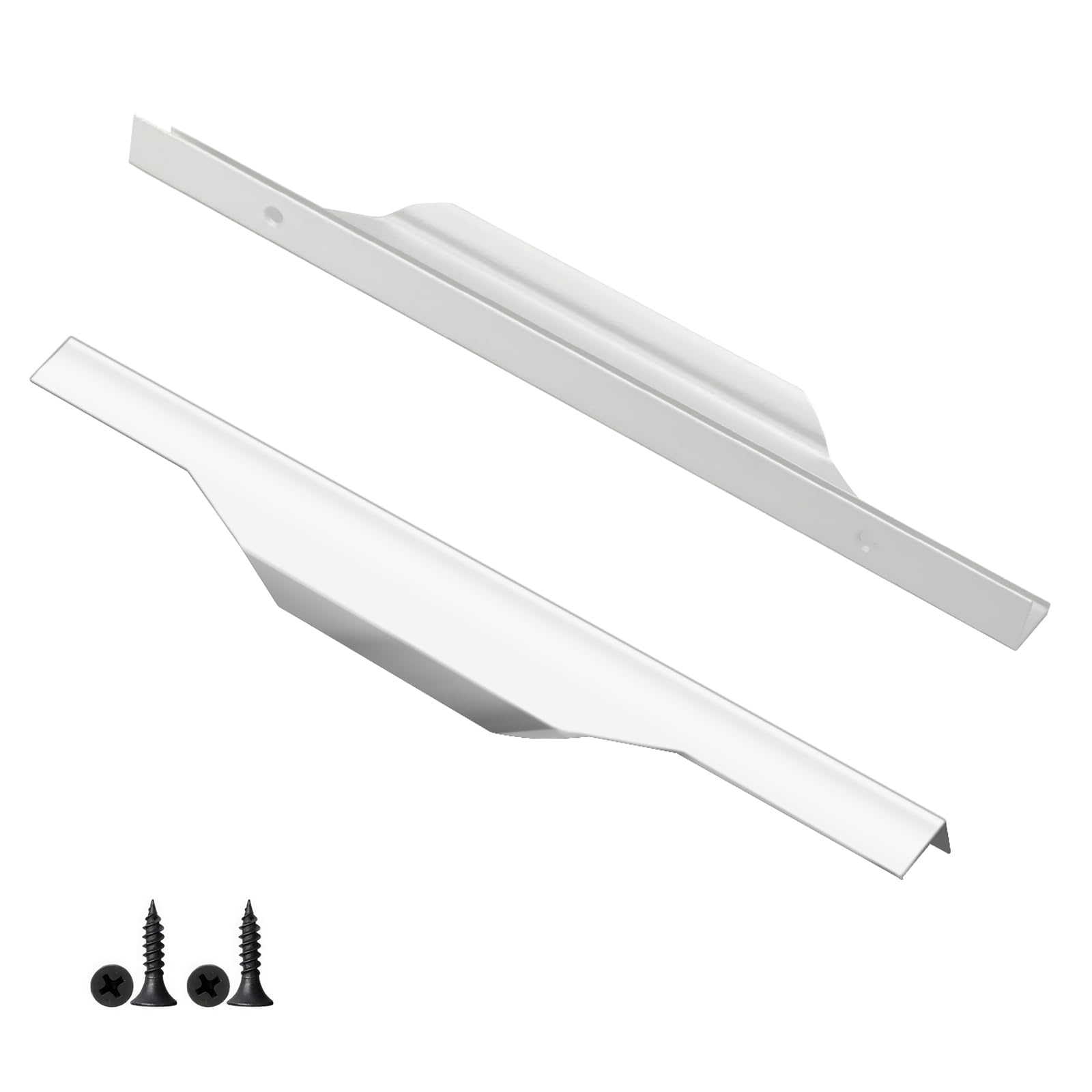 Fatiya 2 Pieces Aluminium Alloy Finger Pulls for Cabinets, 11.8 Inch Cabinet Edge Pull Handles, Concealed Hidden Draw Pull for Wardrobe Kitchen Bathroom Drawers (White)