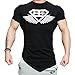 EU Men's Workout Muscle Shirts Fitness Gym Bodybuilding Short Sleeve Tees Black White Large