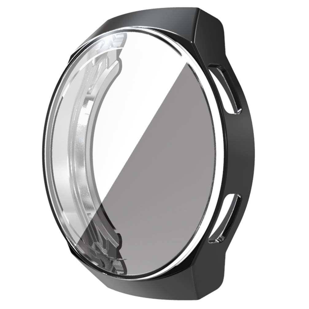 Hemobllo Compatible for Huawei Watch GT 2e Case - Smart Watch Protector Full Cover TPU Bumper Case Frame Shell Plating Screen Protector Cover Case Smartwatch Accessories (Black)