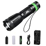 Tactical Flashlight, Super Bright Led Handheld Flashlight Zoomable Focus Adjustable 3 Modes Water Resistant Torch Including Rechargeable 18650 Li-ion rechargeable battery & Charger (Flashlight kit)