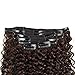 Jerry Curly Clip in Hair Extensions 14 Inch Dark Brown Color Human Hair Double Weft Brazilian Unprocessed Virgin Hair Extensions 7Pcs/lot 16 Clips (70g 14