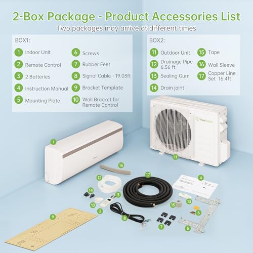 Real Relax 12000 BTU Mini Split AC Heater, 20 SEER2, 115V Inverter | Cools & Heats Up to 750 Sq.Ft, WiFi & Alexa Compatible, R454B Refrigerant, Included Installation Kit Ductless