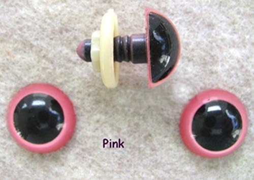Plastic Safety Eyes Choose Size &amp; Color, Puppet, Teddy, 12 PAIR 14 to 16mm (ship from usa) (15 mm, pink)