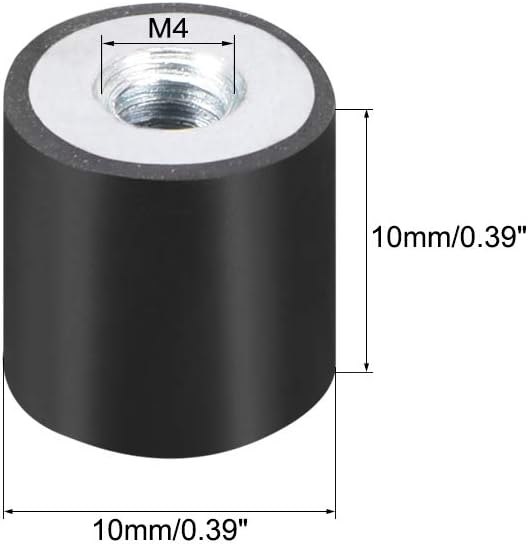sourcing map 10 x 10mm M4 Thread Female Rubber Mounts,Vibration Isolators,Replaces Anti Vibration Pads Flat Silentblock Base Block 8pcs - Image 4