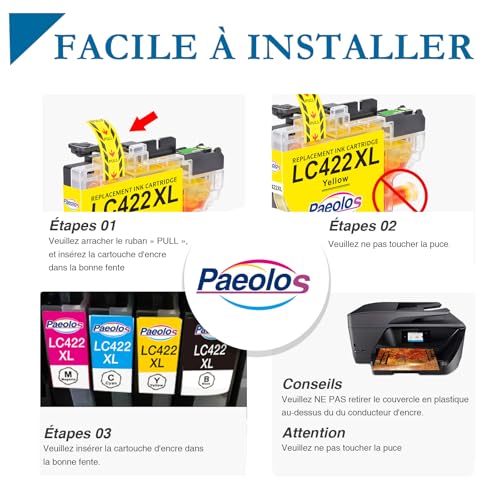 Paeolos LC422XL LC422 Pigment Pack of 8 Compatible with Brother LC422 LC-422XL LC-422VAL Cartridges for Brother MFC-J5340DW, MFC-J5345DW, MFC-J5740DW, MFC-J6540DW, MFC-J6940DW