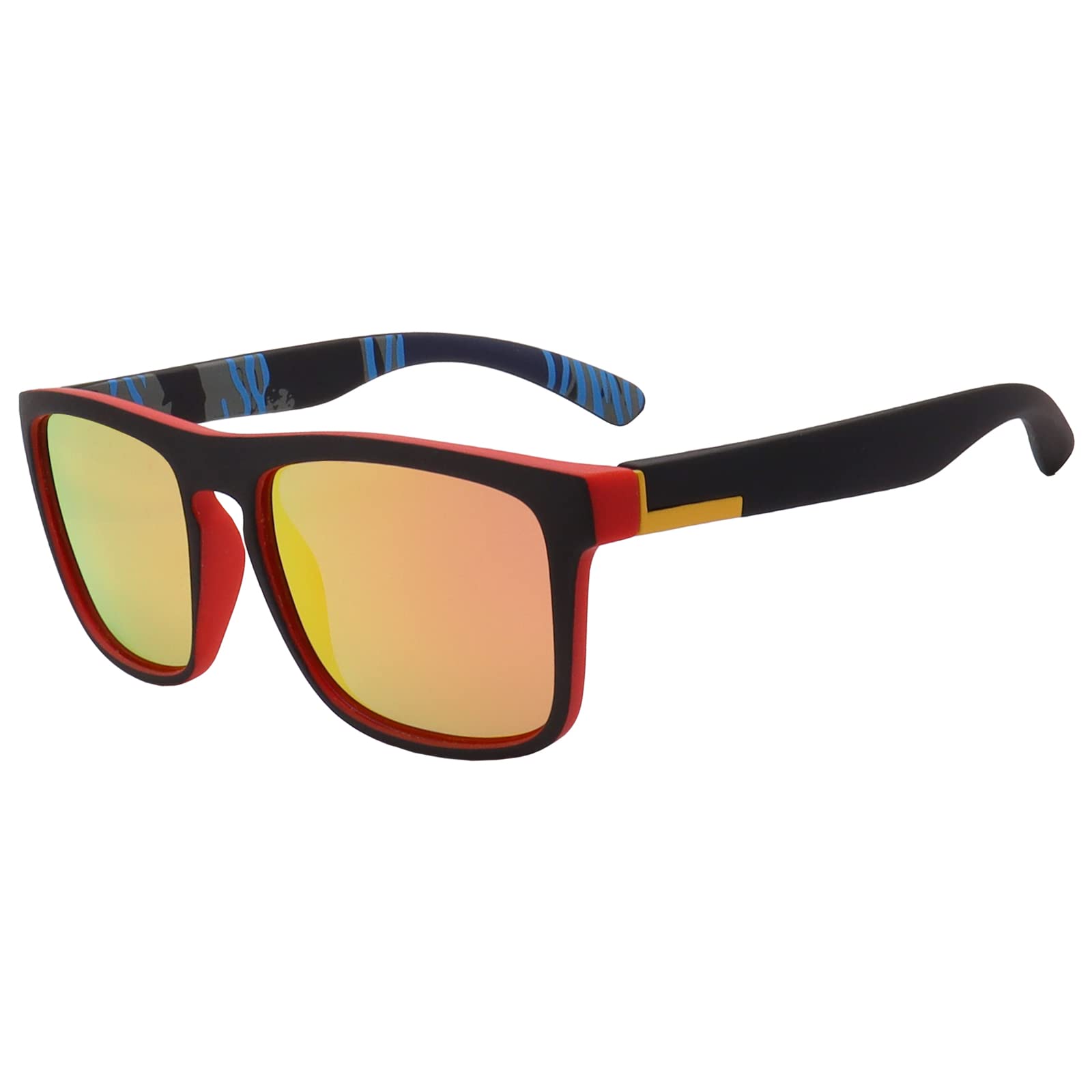 FOURCHEN Fashion Sunglasses Polarised Men Women Cool Fishing Golf glasses Eyewear Outdoor sports Goggles sunglasses (Black/Red Lens)