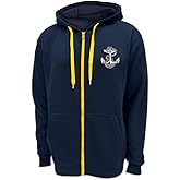 Armed Forces Gear US Navy Anchor Embroidered Fleece Full Zip Hooded Sweatshirt (Navy)