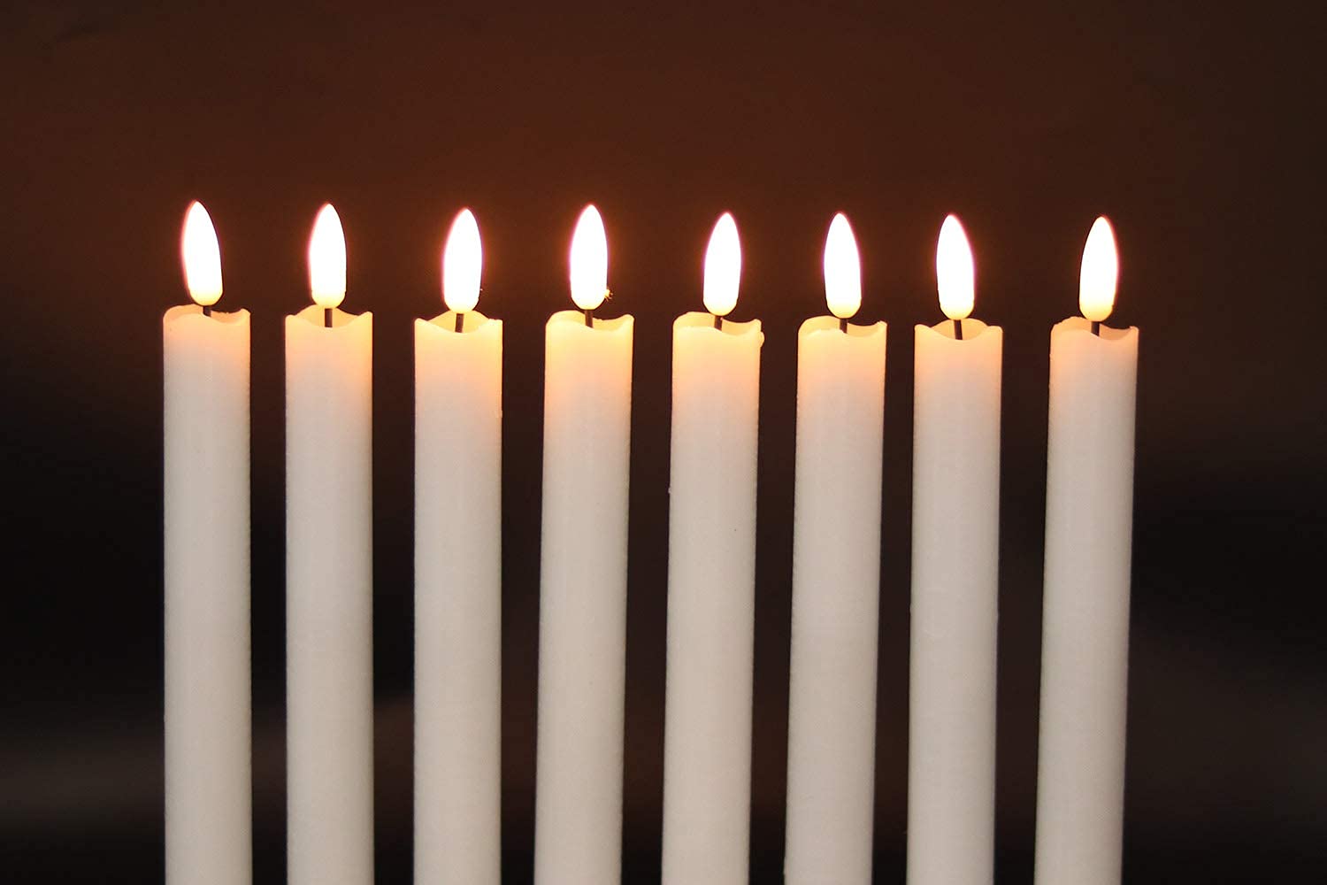 GenSwin Flameless White Taper Candles Flickering with 10Key Remote