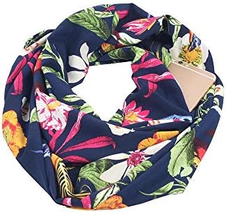 Hot!Fashion Women Scarves,BANAA Flower Pattern Scarf with Zipper Pocket Wrap Neck Scarves Casual Scarf Best Gifts
