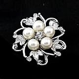 Buyinhouse New Fashion Ladies Girls Brooches Flashing Rhinestones Crystals Pearls Flower Petals Leaves Brooches Pin Clips All-match Clothing Accessories Suitable for Any Occasions