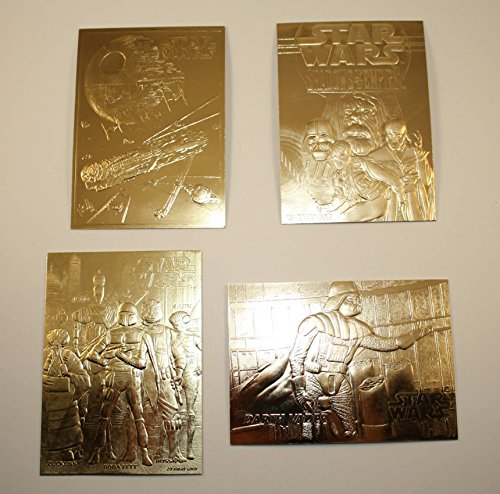 Set of 4 - STAR WARS 23KT Gold Cards DARTH VADER / SHADOWS / FALCON / BOUNTY