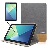 Galaxy Tab A 10.1 with S Pen (P585 / P580) Case, Mignova Premium PU Leather Folio Smart Cover Case Auto Sleep /Wake for Samsung Galaxy Tab A 10.1 with S Pen + Screen Protector (Gray)