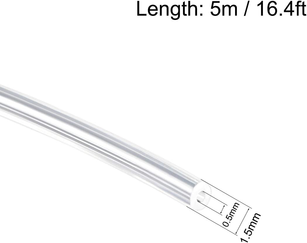 sourcing map Silicone Tubing 0.5mm ID x 1.5mm OD 5m Flexible Silicone Rubber Tube Air Hose Water Pipe for Pump Transfer Clear - Image 3