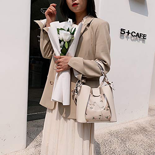 DZTZ New Women's Fashion Wild Solid Elegant Print Single Shoulder Messenger Bags (White)