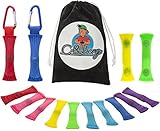 Marble Fidget Toys - 14 Relaxing Therapy Toys, Relieves Stress & Anxiety, Increase Focus for Sensory Kids and Soothing Children & ADHD ADD OCD Autism, 2 key holders, 2 double marble toys - by C&Berg