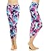 SOUTEAM Womens Workout Capris with Pocket Stretchy High Waist Training Tights, Blue & Pink, Medium