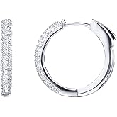 PAVOI 14K Gold Plated 925 Sterling Silver Posts Cubic Zirconia Hoop Earrings for Women | Halo CZ Gold Huggie Hoops