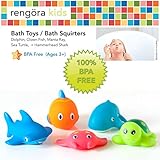 Bath Toys / Bath Squirters: Adorable Whale, Clownfish, Sea Turtle, Manta Ray + Hammerhead Shark 5 Pack for Kids Bath Time (Ages 3+)