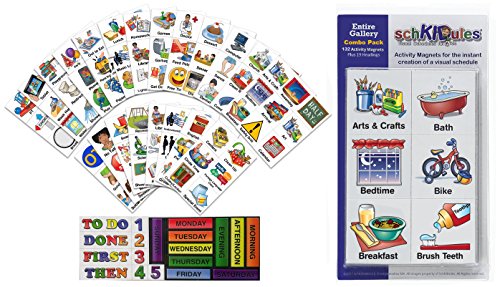 SchKIDules Visual Schedules Activity Magnets Combo Pk: 132 pc Entire Gallery (Home, School and Special Needs) PLUS 19 pc Headings Sheet (2nd Ed)