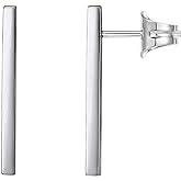 PAVOI 14K Gold Plated 925 Sterling Silver Post Dainty Mini Bar Stud Earrings | Gold Earrings for Women