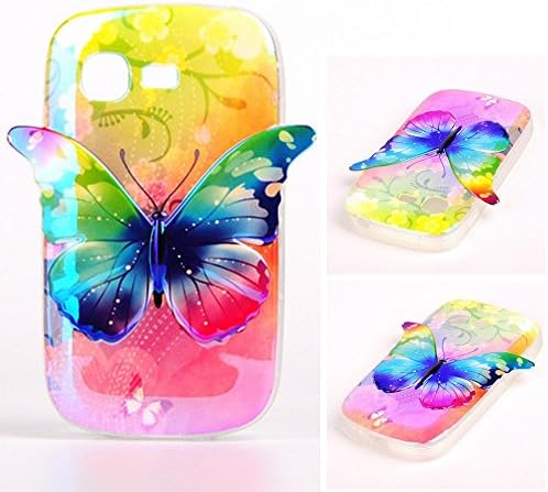 S5312 Case Galaxy S5312 TPU Case,MOUSE Monster 3D Light Discolor Butterfly Design Papilionidae Butterfly Premium Flexible Soft TPU Slim Straight Talk Case Cover for Samsung Galaxy Pocket Neo S5312