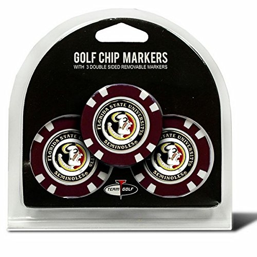 Set of 3 Florida State Seminoles Poker Chips with removable Golf Ball Markers