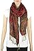 Achillea Soft Silky Reversible Paisley Pashmina Shawl Wrap Scarf w/Fringes (Burgundy)
