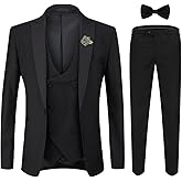 YFFUSHI Men's 3 Piece Suit Slim Fit One Button Prom Suits Set Blazer Vest Trousers