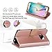 Galaxy s6 Edge Case, Arae Samsung Galaxy S6 Edge [Wrist Strap] Flip Folio [Kickstand Feature] PU Leather Wallet case with ID&Credit Card Pockets (not for S6 and s6 Edge Plus) - Rosegold