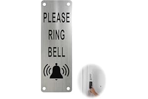 Please Ring Bell Sign, Self-Adhesive and Pre-Drilled Holes Metal Sticker, Doorbell Signs, Ideal for Hanging or Attaching to G