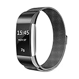 Fitbit Charge 2 Bands,Abeky Replacement Band Milanese Metal Wristband Smart Watch Accessories Bracelet Strap Loop Stainless Steel with Magnetic Clasp for Fit bit Charge 2 HR(Large Small)