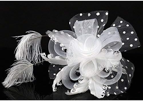 LATIMOON Women’s Ostrich Feather Fascinators Flower Kentucky Derby Hat Hair Clip Head Hoop Headwear for Girls-White