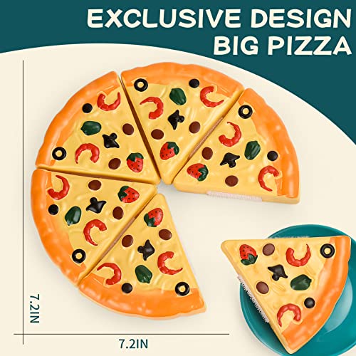 Kidsciety Pretend Play Food, 97pc Play Kitchen Accessories, Toy Food for Kids Kitchen, Fake Food for Toddlers, Cutting Food Toys Fruits Veggies, Pizza, Grocery Store Kitchen Toys, Learning & Education