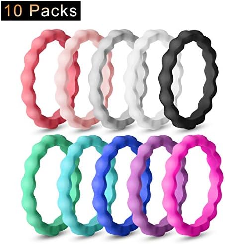 EMBNN Silicone Wedding Ring for Women Men, Thin, Affordable and Stackable Silicone Wedding Bands for Sports, Workout, Fitness, Gym, Exercise, Multiple Colors, Size: 4-13 {Width: 3.0mm, 8.00 mm}