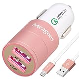 Meagoes Quick Charge 2.0 Rapid USB Car Charger(30W/4.8A) for Samsung Galaxy S7/Edge/S6+/S6/S5/Note 5/4, Sony Xperia Z5/Z4, Moto X/C/E5, LG V10/G4, with 1-Pack 3.3ft Micro USB Cable