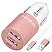 Meagoes Quick Charge 2.0 Rapid USB Car Charger(30W/4.8A) with 1-Pack 3.3ft Micro USB Cable for Samsung Galaxy S7/Edge/S6+/S6/S5/Note 5/4, Sony Xperia Z5/Z4, Moto X, Nexus 6, LG V10/G4 [Rose Gold]