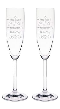 Leonardo Sektgläser im Set mit Gravur Schlechter Tag, Guter Tag - Frag nicht! - Stimmungsglas - Lustiges & Originelles Gesche