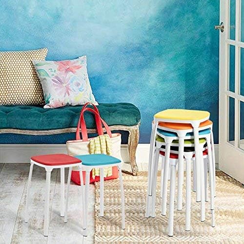 Innovareds Utility Stool Colourful Home Bed Room Square Metal Stool Robust Step Stool Small Chair Stackable Seat Set of 6 Orange