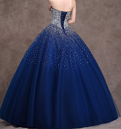 BessDress Strapless Sequin Ball Gown Tulle Sweet 16 Dresses for Girls BD084