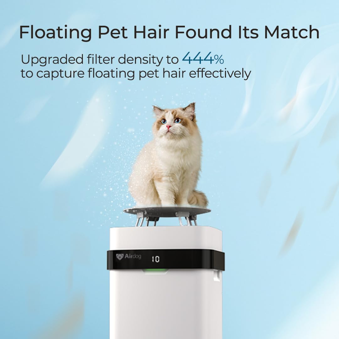 Airdog X5 Pet Air Purifier – TPA Technology Up to 20X More Effective than HEPA, Ideal for Rooms Up to 1614 sqft - Washable Filter and Whisper Quiet
