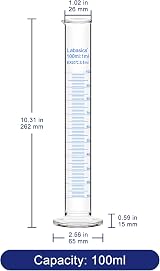 Labasics 4pk 100ml Borosilicate Glass Graduated Cylinders Heavy Wall view 2