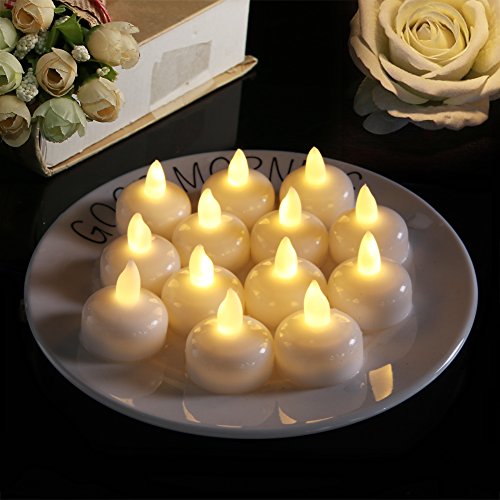Homemory 24 Pack Waterproof Flameless Floating Tealights, Warm White