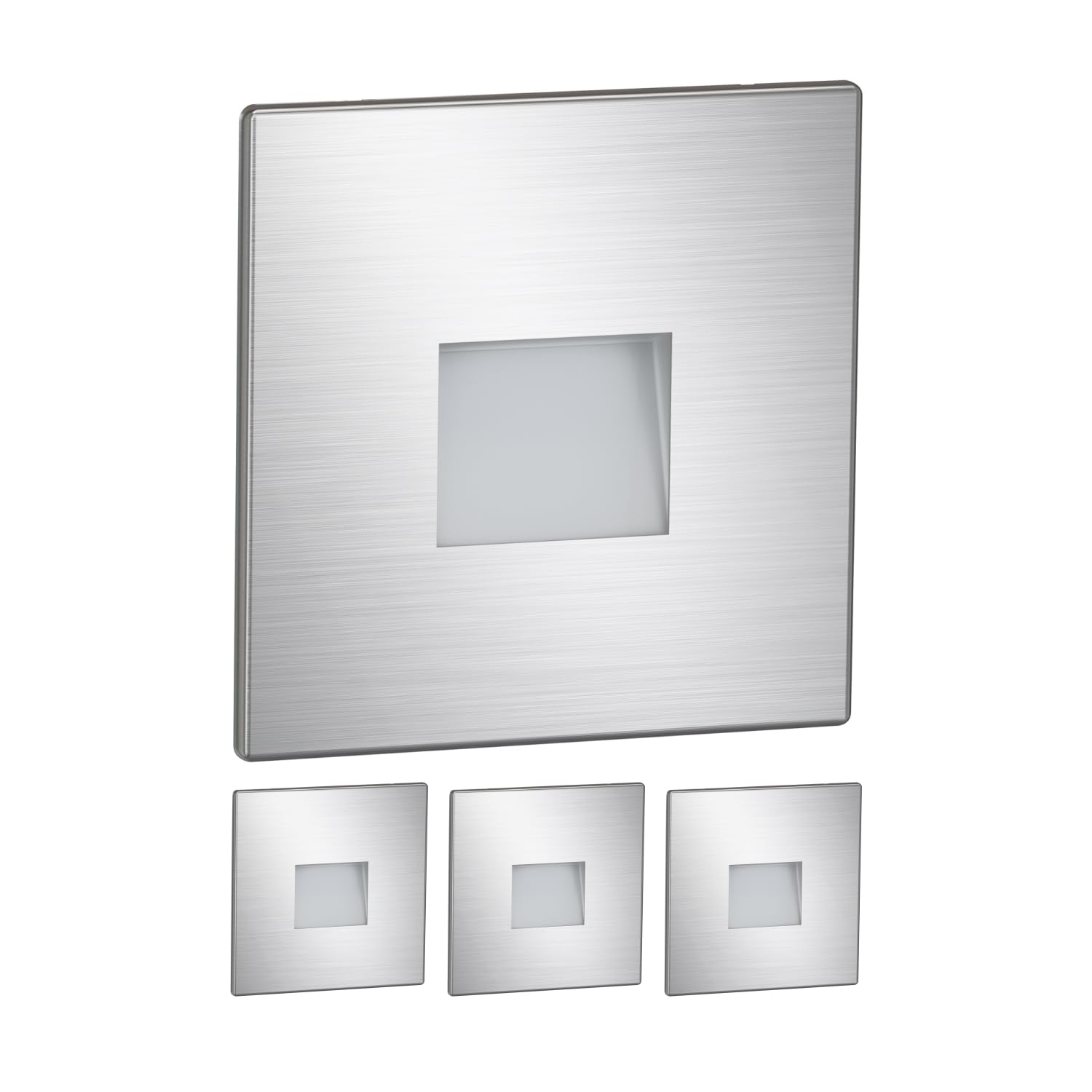 ledscom.de 4 LED Staircase Light/recessed wall Light FOW for Indoor and Outdoor, Downlight, Angular, Stainless Steel, 85 x 85mm, Cool White โ image 1