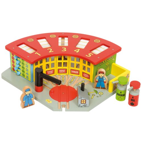 Bigjigs Rail Wooden Five Way Engine Shed - Other Major Wooden Rail Brands are Compatible